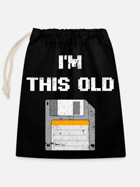 Retro Diskette Era T-Shirt - Verschließbarer Geschenkbeutel aus Baumwolle (25x30cm) - Schwarz