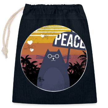 Drôle de chat - Sac cadeau en coton avec cordon (25 x 30 cm) - bleu marine - Devant