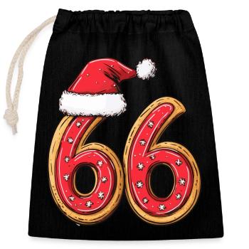 66 Number Christmas Biscuit - Closable cotton gift bag (25x30cm) - black - Front