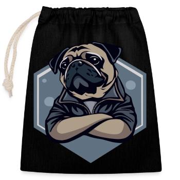 Pug Dog - Closable cotton gift bag (25x30cm) - black - Front