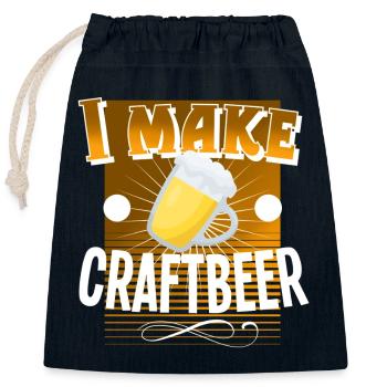 Bière artisanale - Sac cadeau en coton avec cordon (25 x 30 cm) - bleu marine - Devant