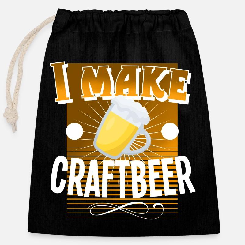 Bière artisanale - Sac cadeau en coton avec cordon (25 x 30 cm) - noir