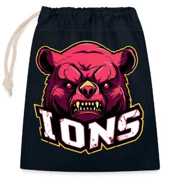 IONS! - Closable cotton gift bag (25x30cm) - navy - Front