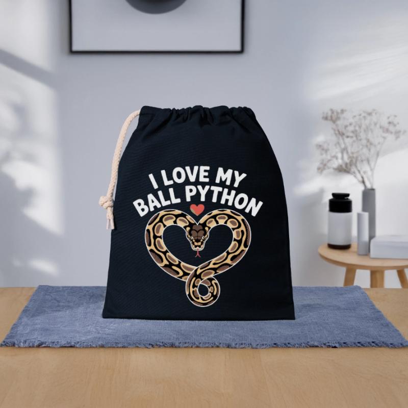 J’adore mon python royal ! Roi python Sac cadeau en coton avec cordon (25 x 30 cm)