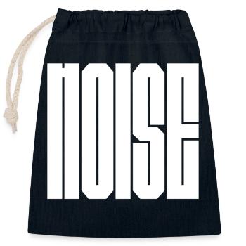Bold Black and White Noise logo typography - Closable cotton gift bag (25x30cm) - navy - Front