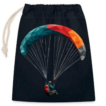 Geometrischer Paragleiter Panodesign - Verschließbarer Geschenkbeutel aus Baumwolle (25x30cm) - Navy - Vorne