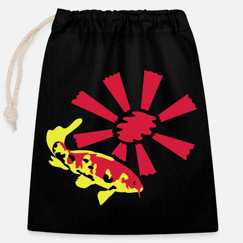 Carpe Koï sur fond éclatant - Sac cadeau en coton avec cordon (25 x 30 cm) - noir