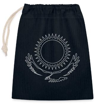 Kazakhstan Eagle steppe eagle line white flag - Closable cotton gift bag (25x30cm) - navy - Front