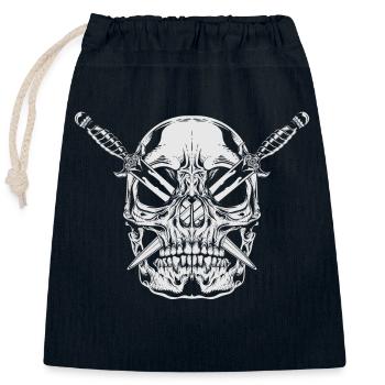 Totenkopf-Messer - Verschließbarer Geschenkbeutel aus Baumwolle (25x30cm) - Navy - Vorne