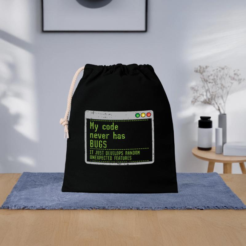 Mon code n'a jamais de bugs, il se développe simplement au hasard Sac cadeau en coton avec cordon (25 x 30 cm)