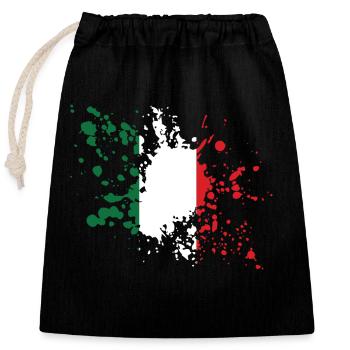 Italy Flag Stain Design - Closable cotton gift bag (25x30cm) - black - Front