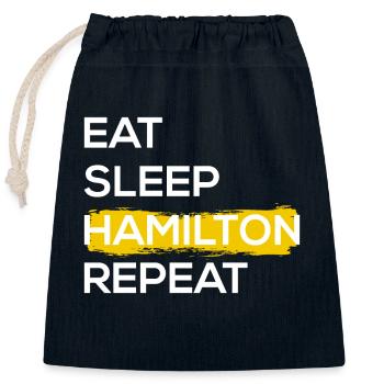 Eat Sleep Hamilton Repeat II - Verschließbarer Geschenkbeutel aus Baumwolle (25x30cm) - Navy - Vorne