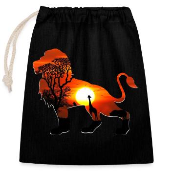 Majestic Lion - Animal Desasin - Closable cotton gift bag (25x30cm) - black - Front