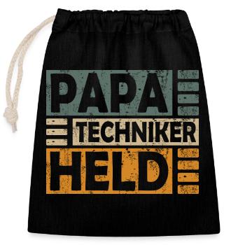 Techniker Abschluss Prüfung Bestanden Papa Held - Verschließbarer Geschenkbeutel aus Baumwolle (25x30cm) - Schwarz - Vorne