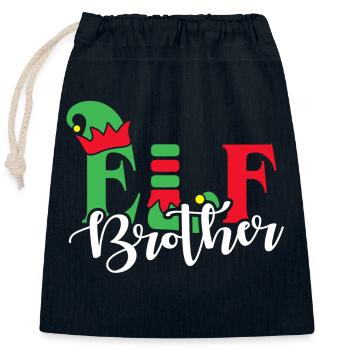 Elf Brother Christmas Family Matching - Closable cotton gift bag (25x30cm) - navy - Front