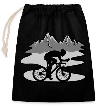 Montagnes Bicycle Rider - Sac cadeau en coton avec cordon (25 x 30 cm) - noir - Devant