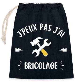 Je peux pas jai bricolage - Sac cadeau en coton avec cordon (25 x 30 cm) - bleu marine - Devant