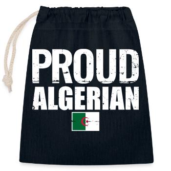 Proud Algerian Algerian Flag Algerians - Closable cotton gift bag (25x30cm) - navy - Front