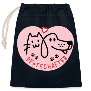 Pfotschafter Design Hund und Katze Herz - Verschließbarer Geschenkbeutel aus Baumwolle (25x30cm) - Navy - Vorne