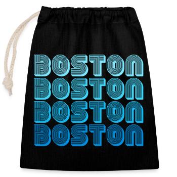Boston Repeat Pattern Blue Gradient - Closable cotton gift bag (25x30cm) - black - Front