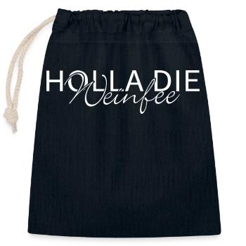 Weißwein Rotwein JGA Vino Wein - Holla die Weinfee - Verschließbarer Geschenkbeutel aus Baumwolle (25x30cm) - Navy - Vorne
