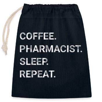 Coffee Pharmacist Sleep Repeat - Closable cotton gift bag (25x30cm) - navy - Front