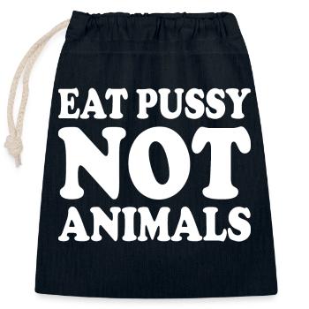 Eat pussy not animals - Verschließbarer Geschenkbeutel aus Baumwolle (25x30cm) - Navy - Vorne
