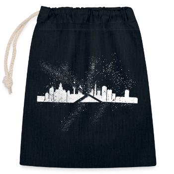 Liverpool Angleterre Royaume-Uni City Skyline Grunge Splash - Sac cadeau en coton avec cordon (25 x 30 cm) - bleu marine - Devant