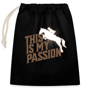 Show Jumping Equestrian Horses Pony Passion - Closable cotton gift bag (25x30cm) - black - Front