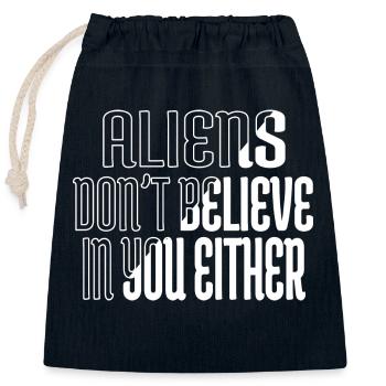 Alien je ne parle pas plaisir humain heureux tendance - Sac cadeau en coton avec cordon (25 x 30 cm) - bleu marine - Devant