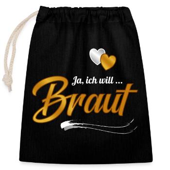 Braut - Verschließbarer Geschenkbeutel aus Baumwolle (25x30cm) - Schwarz - Vorne