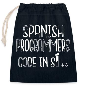 présent développeur backend happy computer humour - Sac cadeau en coton avec cordon (25 x 30 cm) - bleu marine - Devant