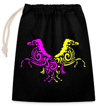 Licorne Résumé 3 - Sac cadeau en coton avec cordon (25 x 30 cm) - noir - Devant