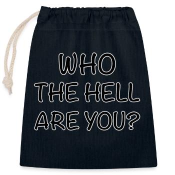 Who are you - Closable cotton gift bag (25x30cm) - navy - Front
