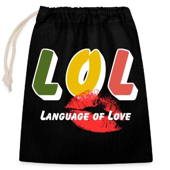 LOL - Langage de l’amour - Sac cadeau en coton avec cordon (25 x 30 cm) - noir - Devant