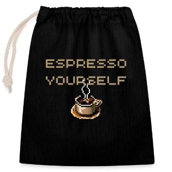 Espresso yourself - Closable cotton gift bag (25x30cm) - black - Front
