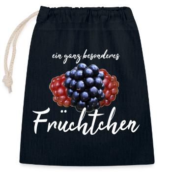 Früchtchen frech - Verschließbarer Geschenkbeutel aus Baumwolle (25x30cm) - Navy - Vorne
