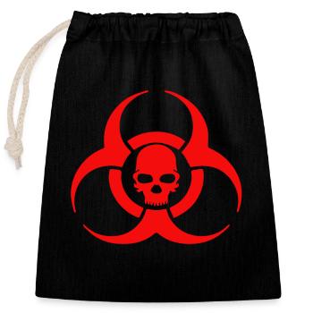 Biohazard Skull Icon - Closable cotton gift bag (25x30cm) - black - Front