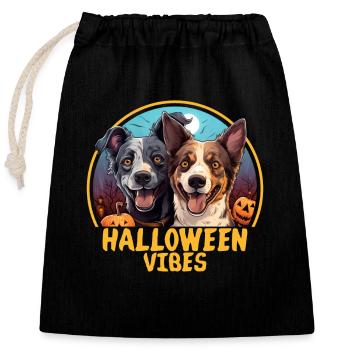 Halloween Vibes Süße Hunde Hundeliebhaber - Verschließbarer Geschenkbeutel aus Baumwolle (25x30cm) - Schwarz - Vorne