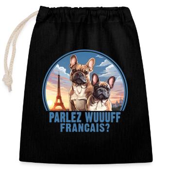 Frankreich Paris Süße Hunde Hundeliebhaber - Verschließbarer Geschenkbeutel aus Baumwolle (25x30cm) - Schwarz - Vorne