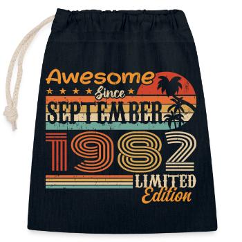 September 1982 - Birthday 1982 September - Closable cotton gift bag (25x30cm) - navy - Front
