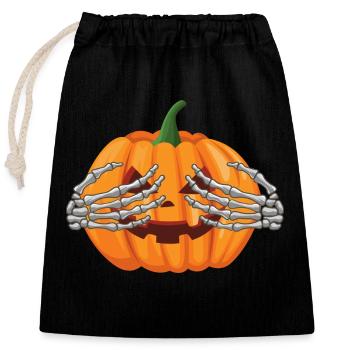 Helloween Style Kürbis - Verschließbarer Geschenkbeutel aus Baumwolle (25x30cm) - Schwarz - Vorne