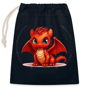 Little Red Dragon - Closable cotton gift bag (25x30cm) - navy - Front