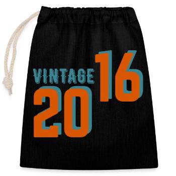 Vintage rétro 2016 - Sac cadeau en coton avec cordon (25 x 30 cm) - noir - Devant