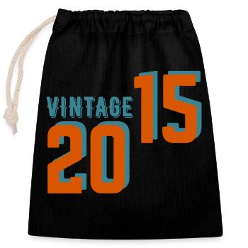 Vintage rétro 2015 - Sac cadeau en coton avec cordon (25 x 30 cm) - noir - Devant