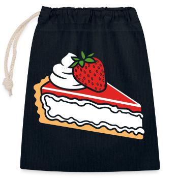 Tarte aux fraises - Sac cadeau en coton avec cordon (25 x 30 cm) - bleu marine - Devant