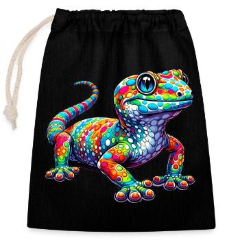 Gecko - Closable cotton gift bag (25x30cm) - black - Front