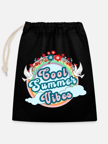 Coole Sommervibes, Sommernervosität - Verschließbarer Geschenkbeutel aus Baumwolle (25x30cm) - Schwarz