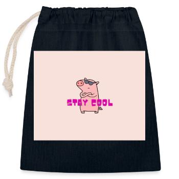 Stay Cool Pig - Verschließbarer Geschenkbeutel aus Baumwolle (25x30cm) - Navy - Vorne