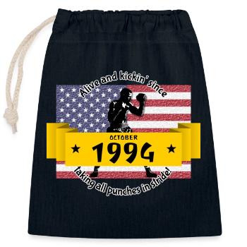 30. Geburtstag Alive and kickin since 10/1994 - Verschließbarer Geschenkbeutel aus Baumwolle (25x30cm) - Navy - Vorne